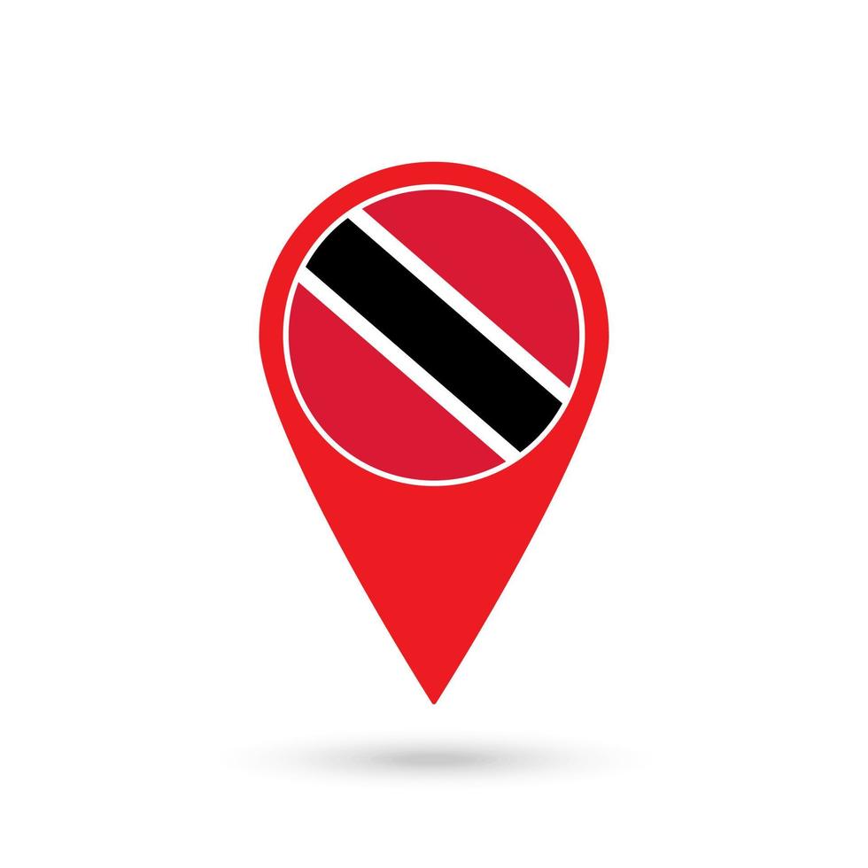 Map pointer with contry Trinidad and Tobago. Trinidad and Tobago flag. Vector illustration.