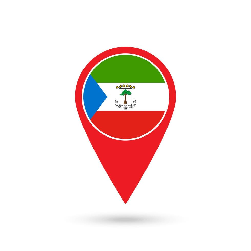 Map pointer with contry Equatorial Guinea. Equatorial Guinea flag. Vector illustration.