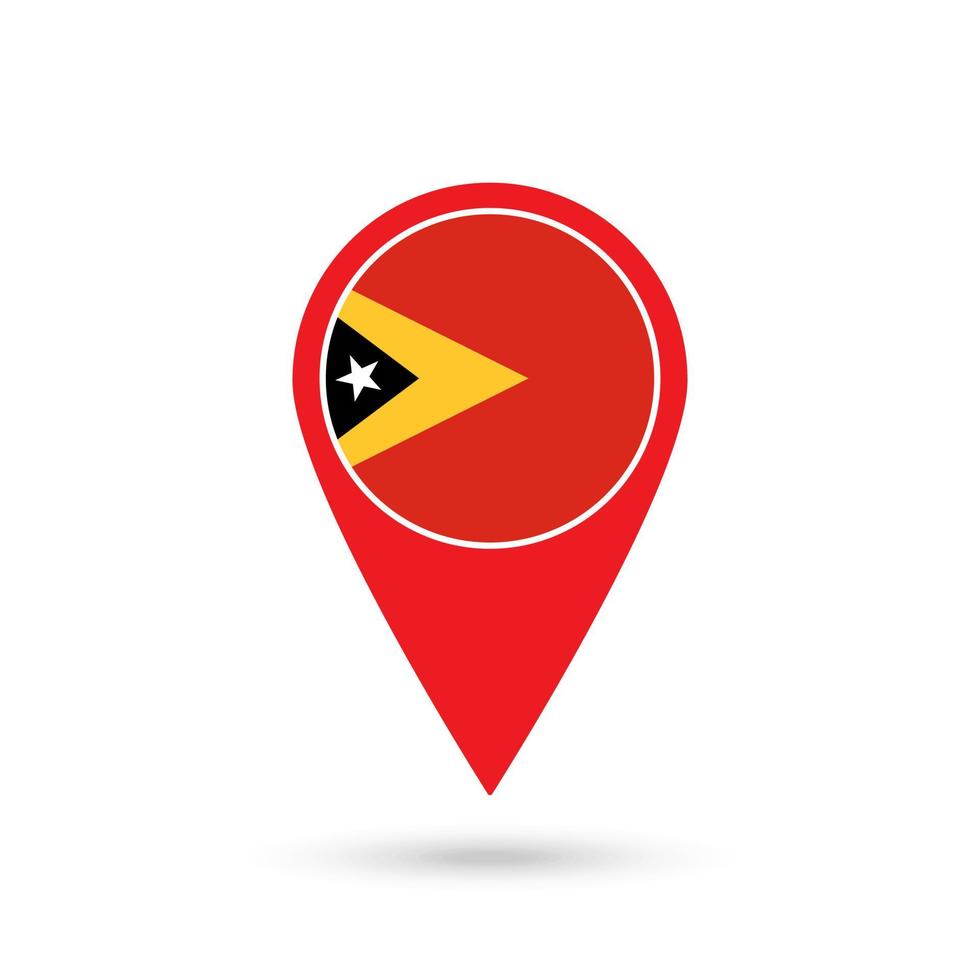 Map pointer with contry East Timor. East Timor flag. Vector illustration.