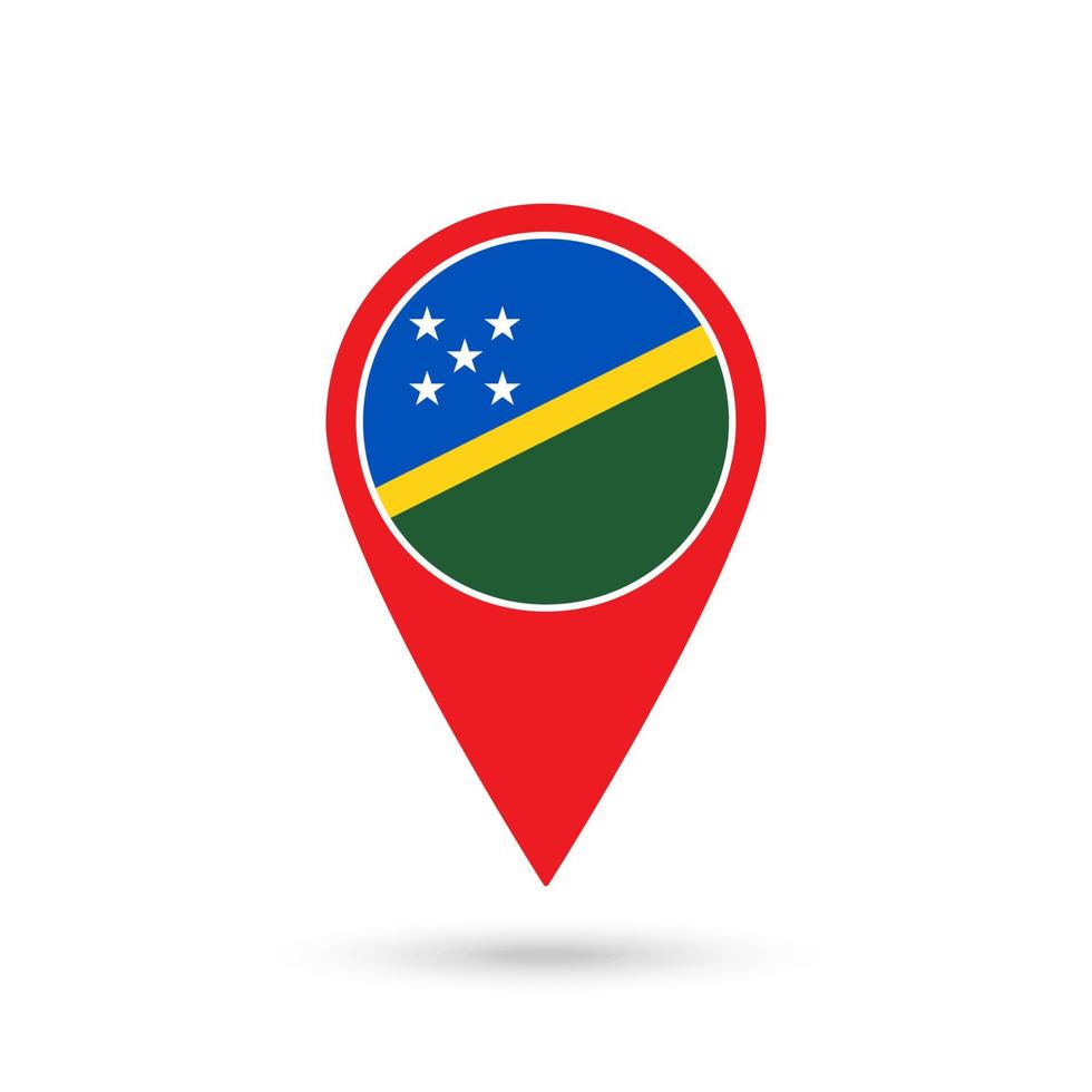 Map pointer with contry Solomon Islands. Solomon Islands flag. Vector illustration.