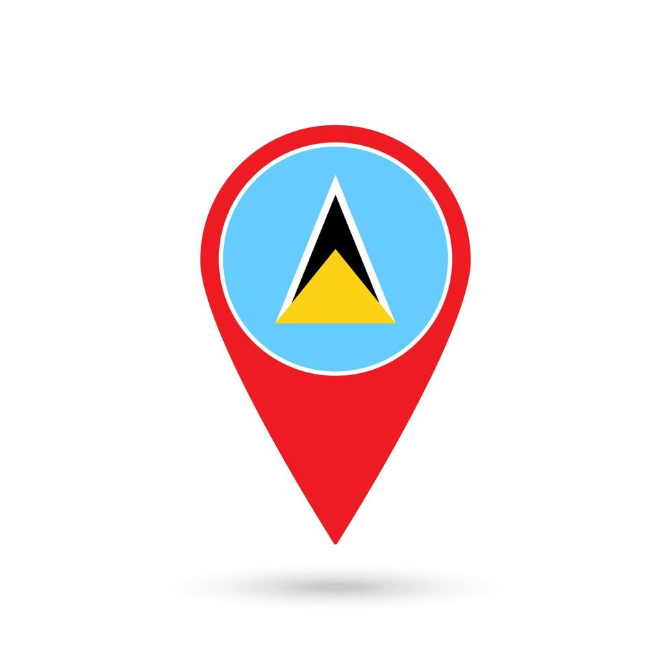 Map pointer with contry Saint Lucia. Saint Lucia flag. Vector illustration.