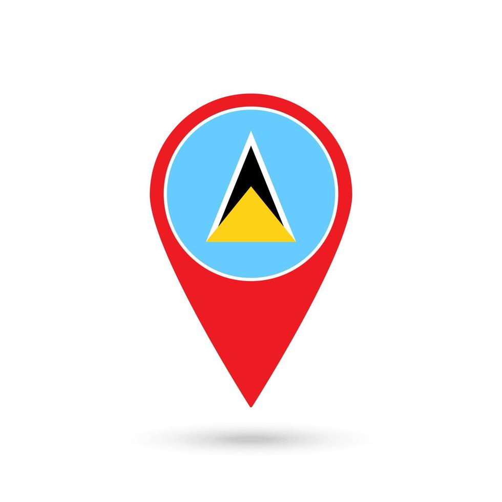 Map pointer with contry Saint Lucia. Saint Lucia flag. Vector illustration.