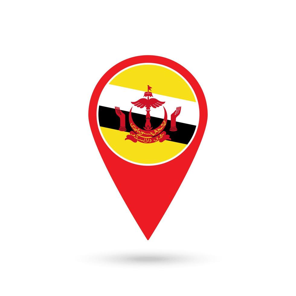 puntero del mapa con país brunei. bandera de brunei ilustración vectorial vector