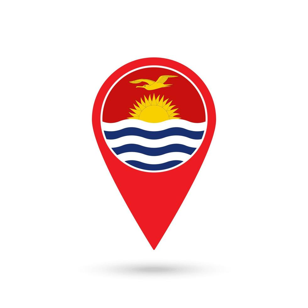 Map pointer with country Kiribati. Kiribati flag. Vector illustration.