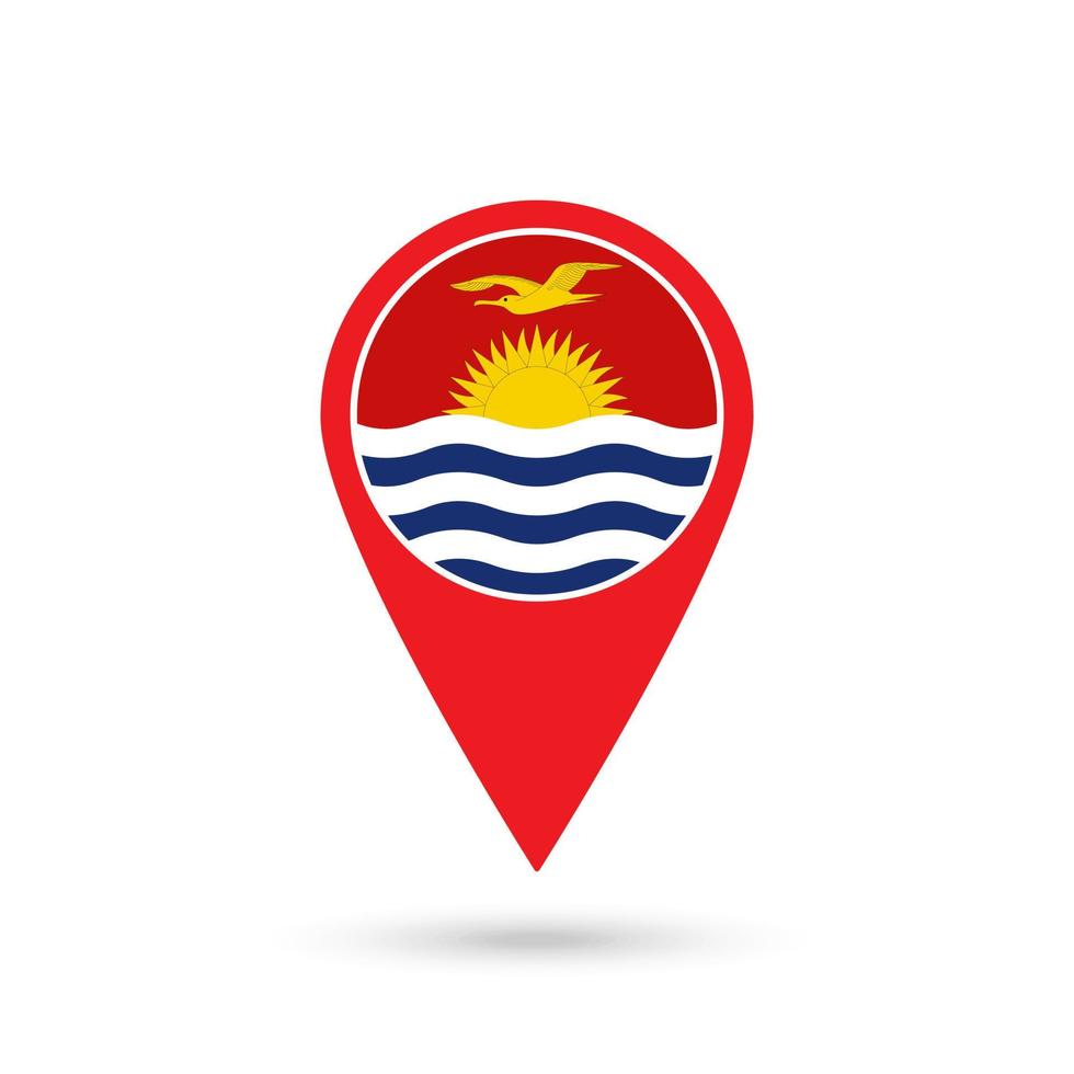 Map pointer with country Kiribati. Kiribati flag. Vector illustration.