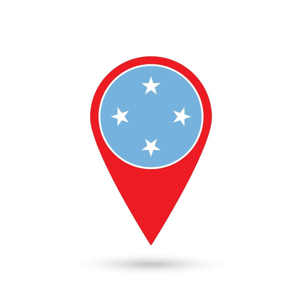 Map pointer with country Micronesia. Micronesia flag. Vector illustration.