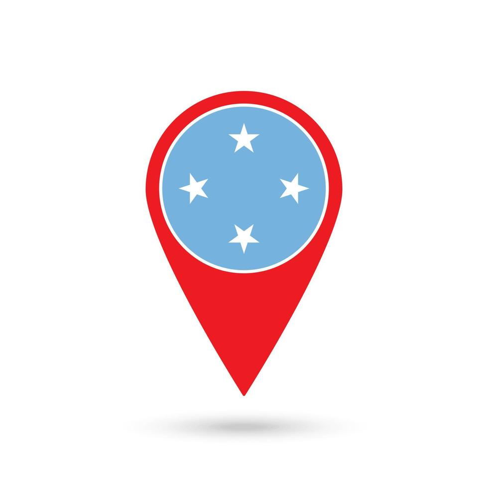 Map pointer with country Micronesia. Micronesia flag. Vector illustration.