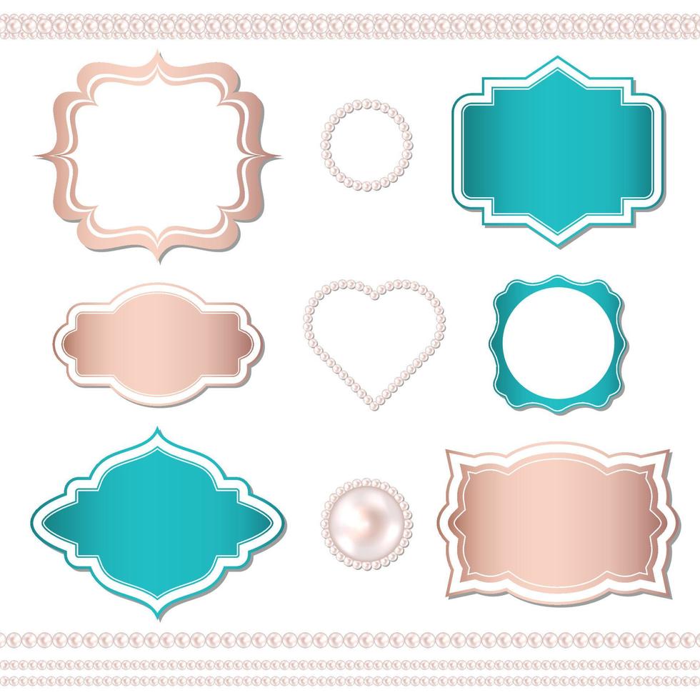 Vector set of banners, pearl decor elements. Vector template for your design