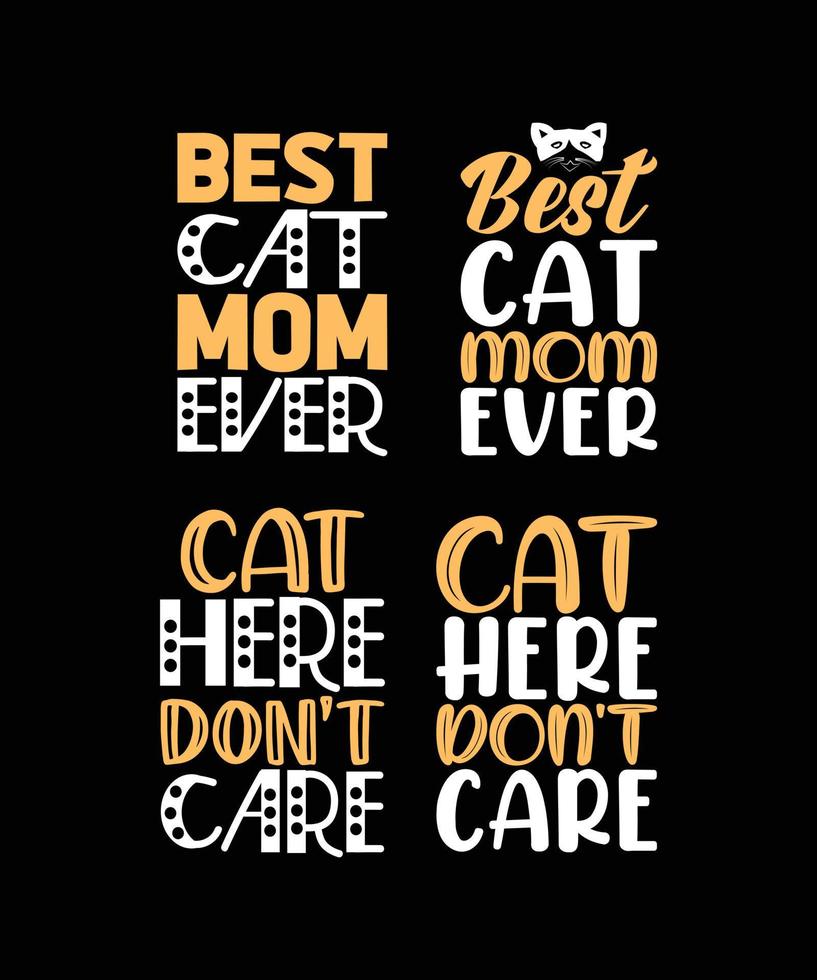 best cat typography t-shirt design set vector
