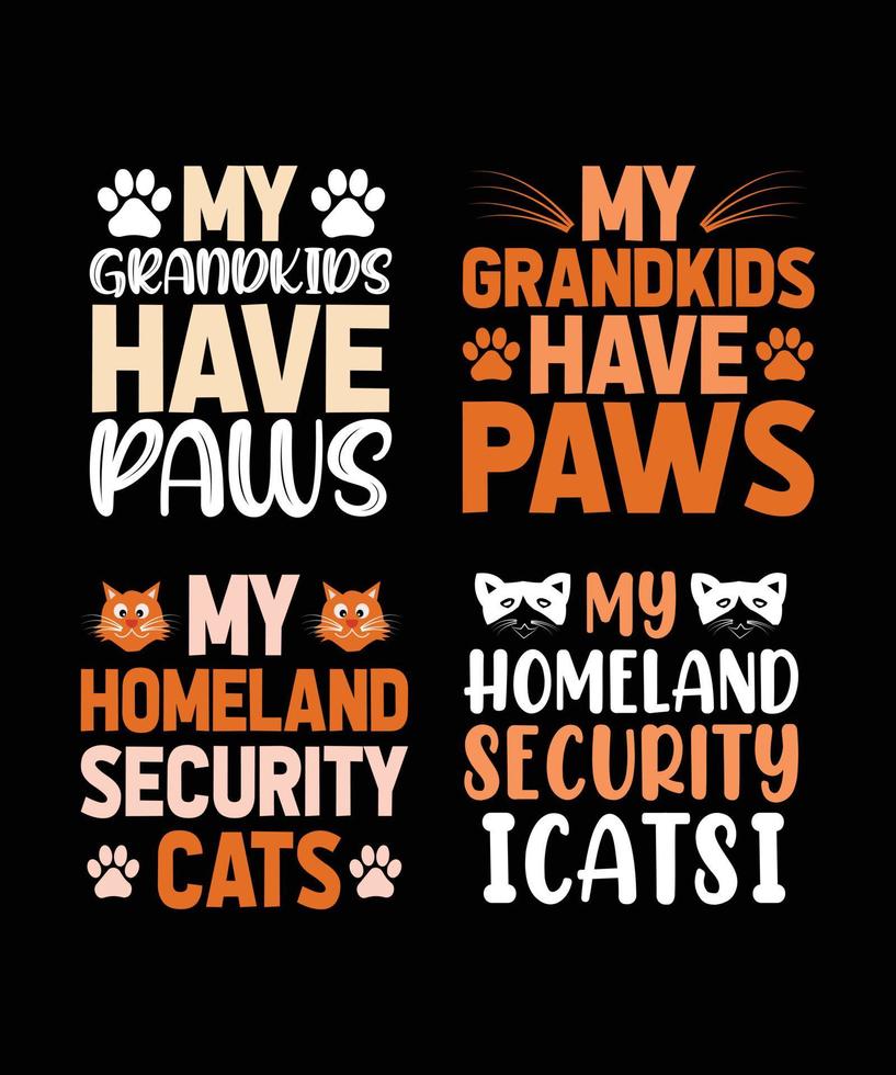 conjunto de letras coloridas de gato de diseño de camiseta vector