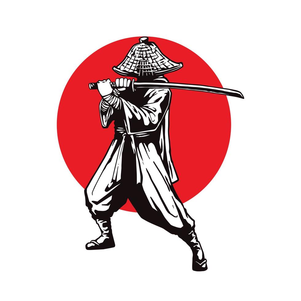 ilustración tradicional samurai vector