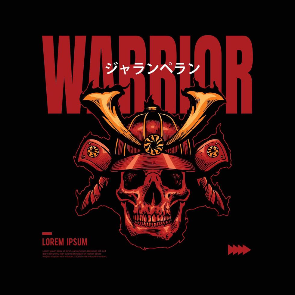 samurai with street wear layout design vector