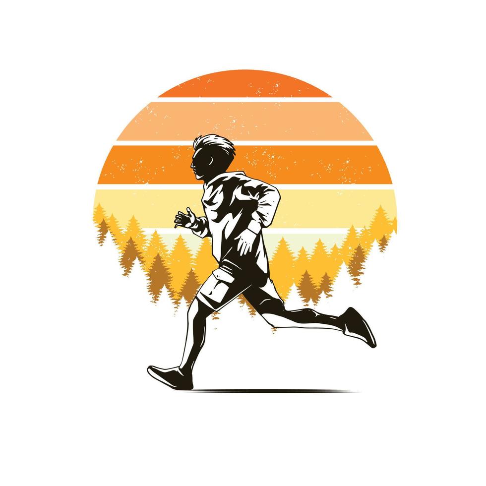 running retro illustration vector