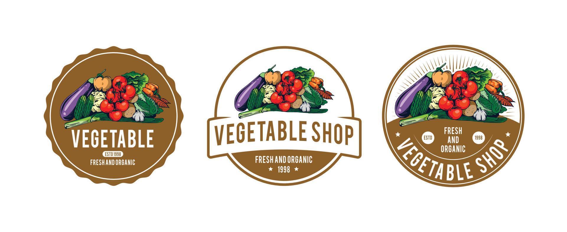 diseño de logotipo de frutas y verduras vector