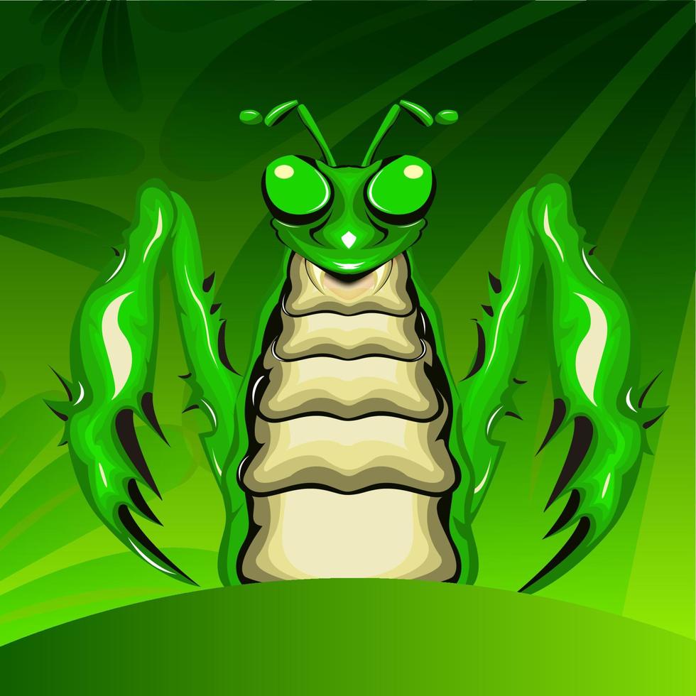 mantis character ilustration suitable for children product,story character etc. vector