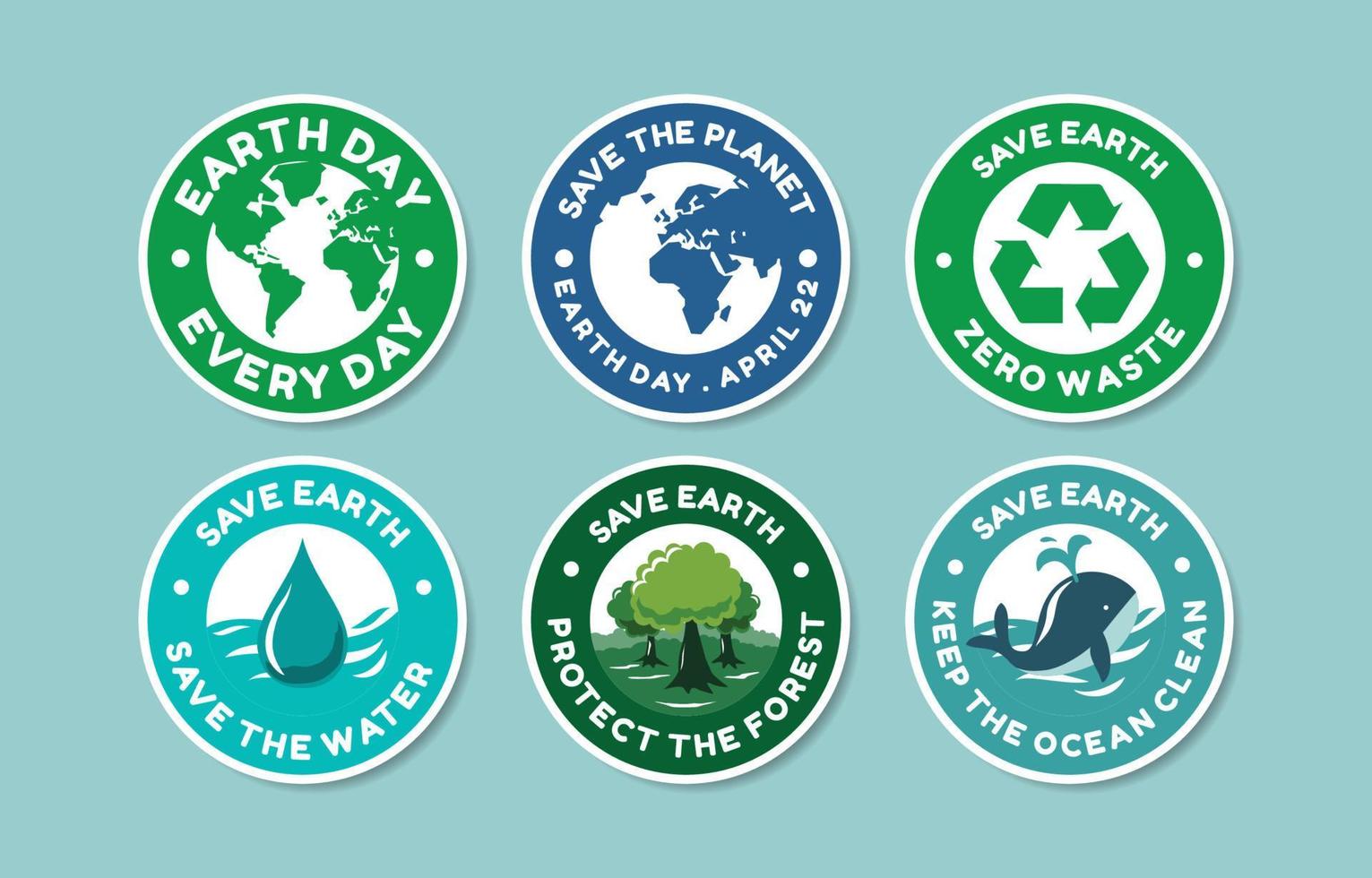 Earth Day Stickers Set vector