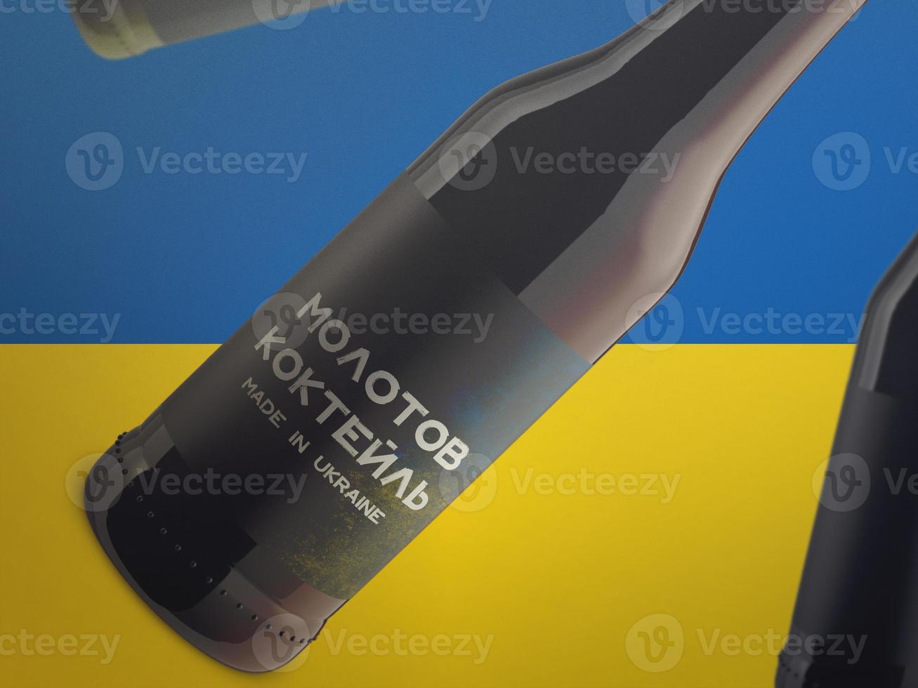 Made in Ukraine, molotov cocktail. Text In Ukrainian, Russia vs Ukraine . War between Russia and Ukraine photo