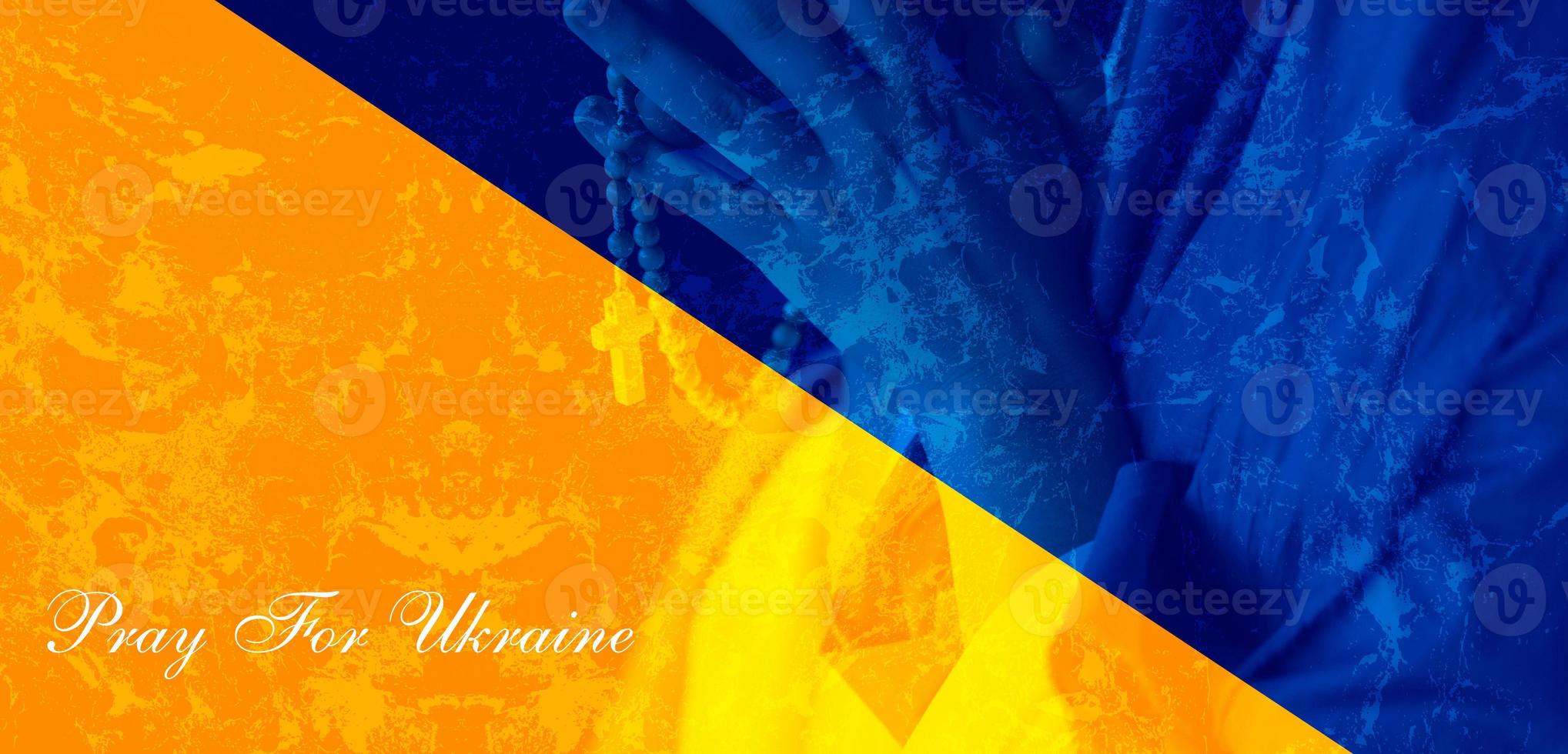Pray for Ukraine, flag Ukraine. Russia vs Ukraine stop war, Russia and Ukraine fighting. Pray Ukraine photo