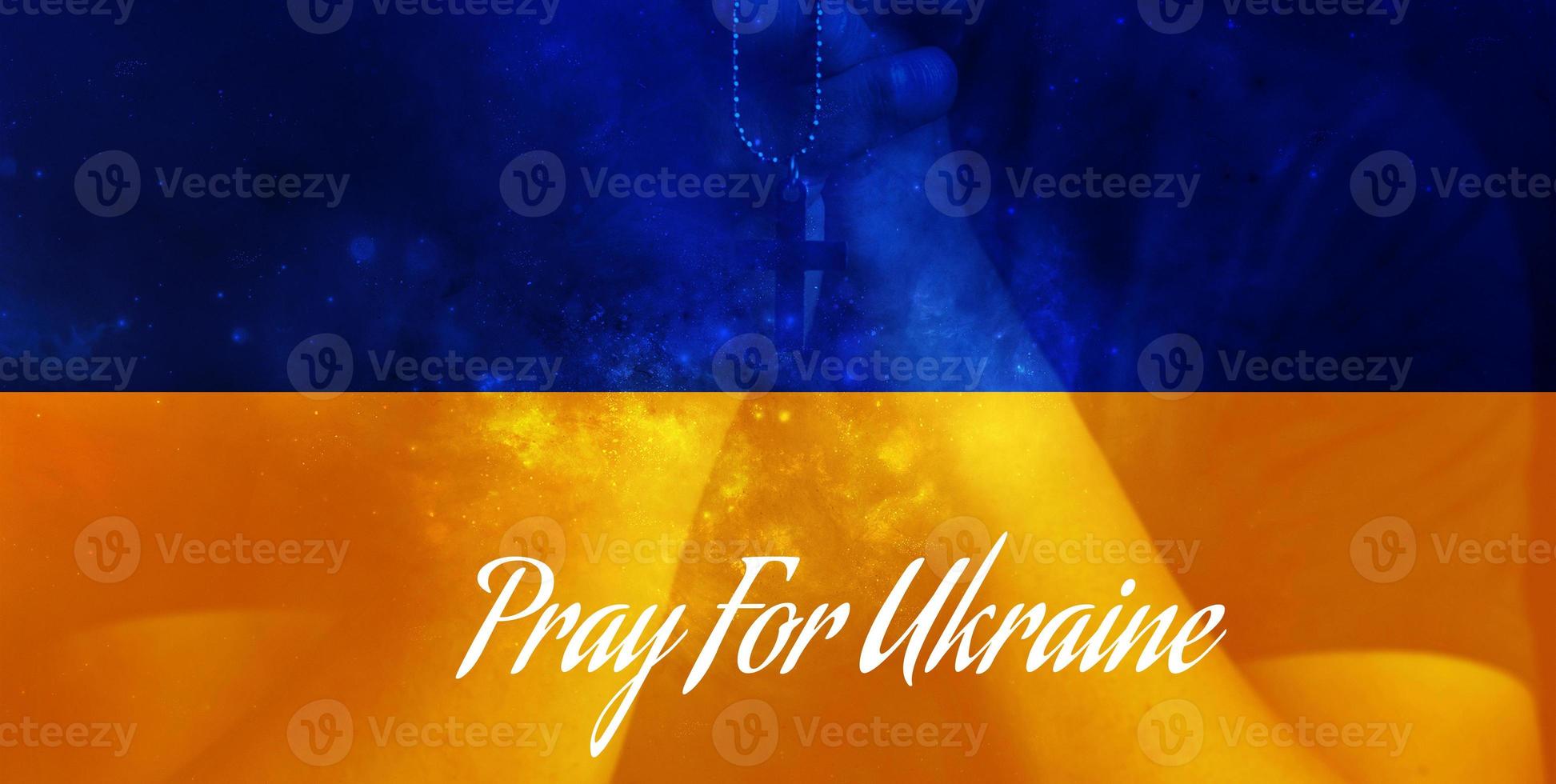 Pray for Ukraine, flag Ukraine. Russia vs Ukraine stop war, Russia and Ukraine fighting. Pray Ukraine photo