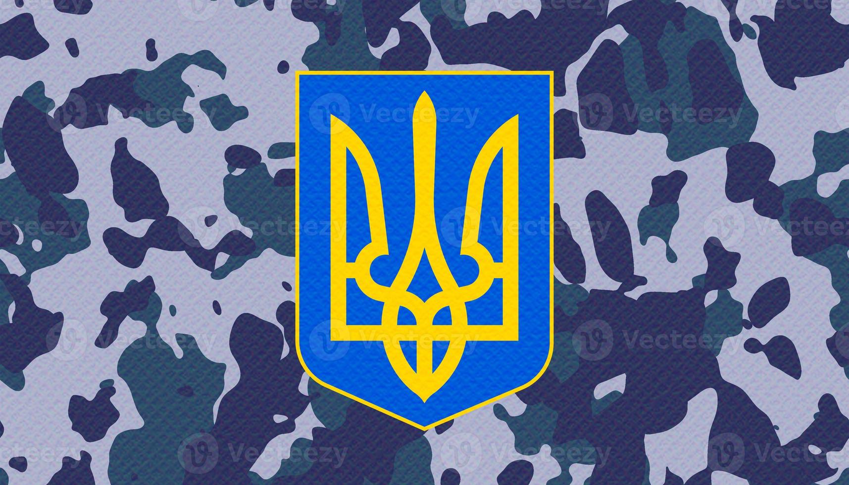 Ukraine flag with camouflage. War Russia vs Ukraine photo