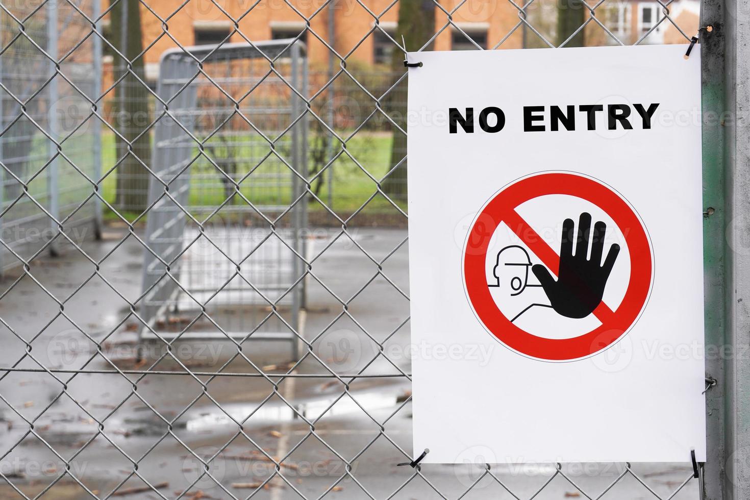 Closed sports ground with no entry sign photo