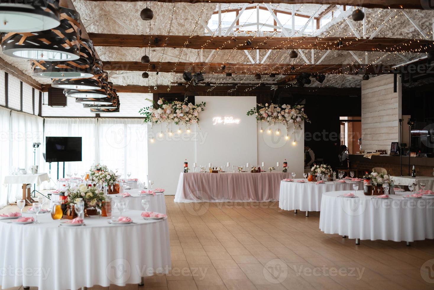 Banquet hall for weddings with decorative elements photo
