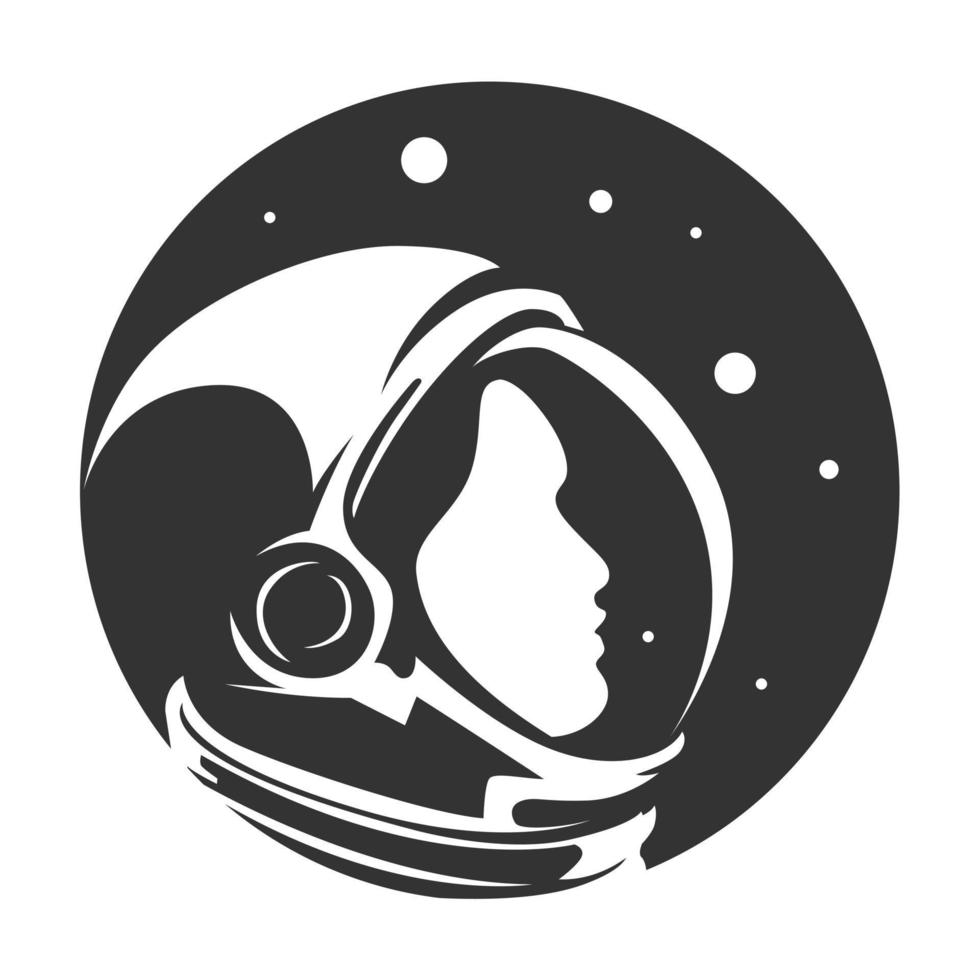 Astronaut black and white vector icon looking up at the sky