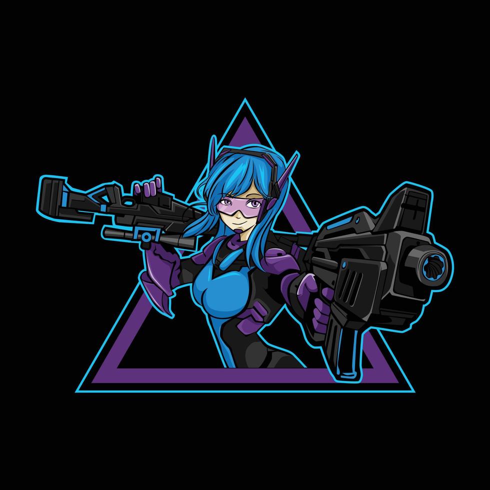 illustration of female at gun point vector