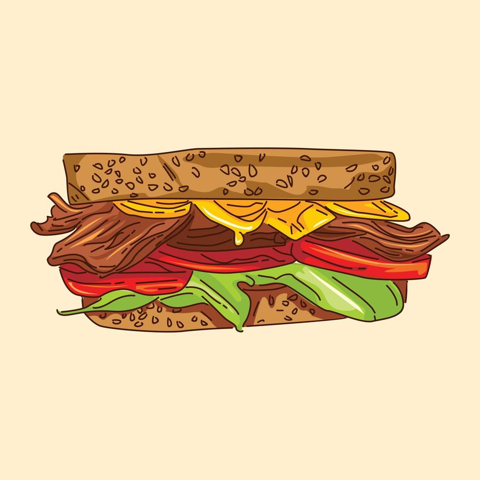 ilustración de comida de vector de sándwich delicioso