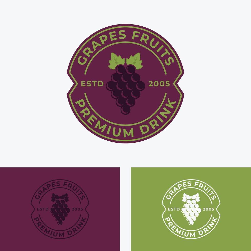 Badge of Grape fruit logo vector illustration template, vector label with grape fruit