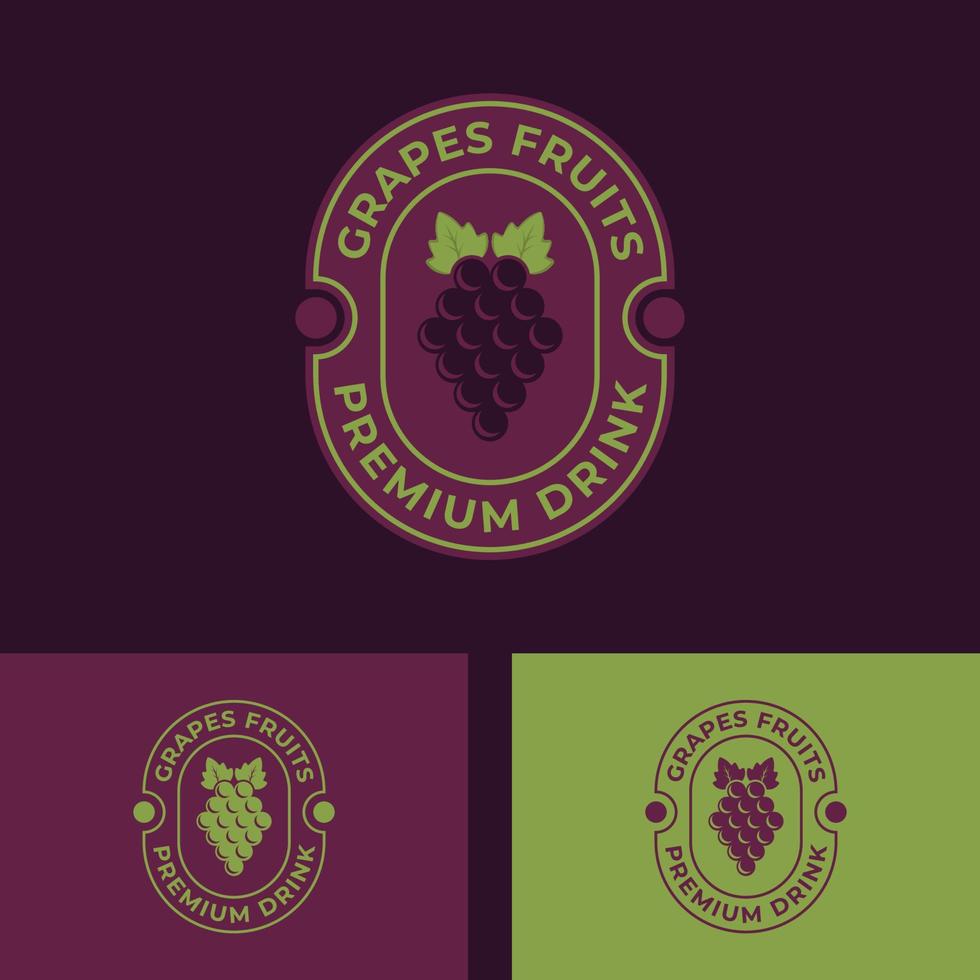 Emblem of Fruit Grape logo vector illustration design, label with grape fruit