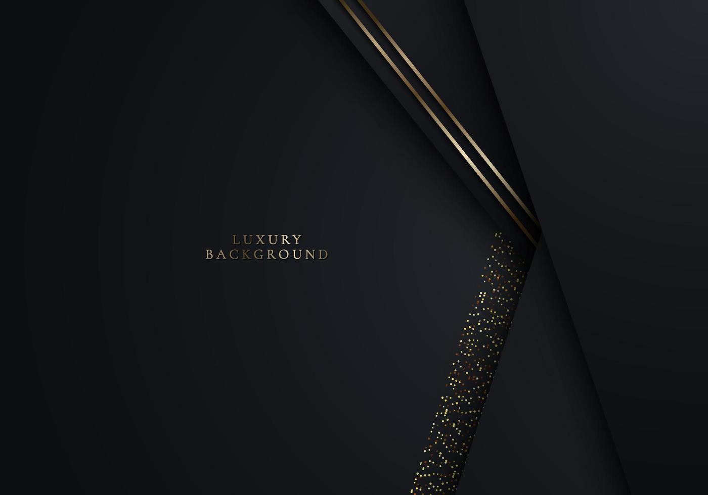 3D modern luxury template design black and gold stripes with golden glitter line light sparking on dark background vector