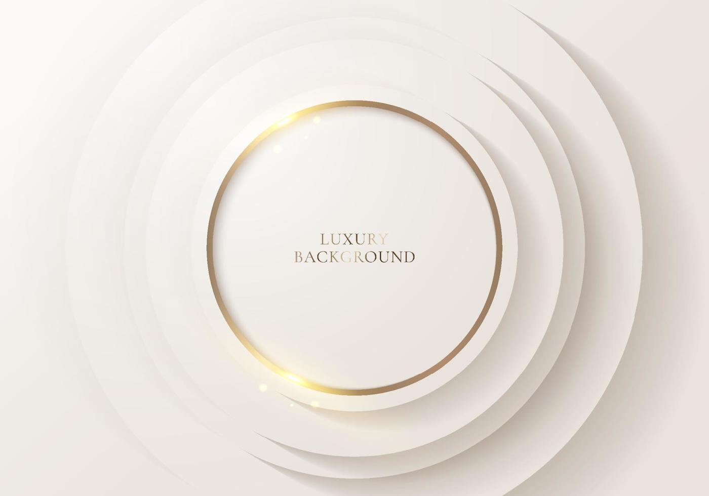 capa de círculos blancos 3d elegante abstracto con anillo dorado y efecto de iluminación en estilo de lujo de fondo limpio vector