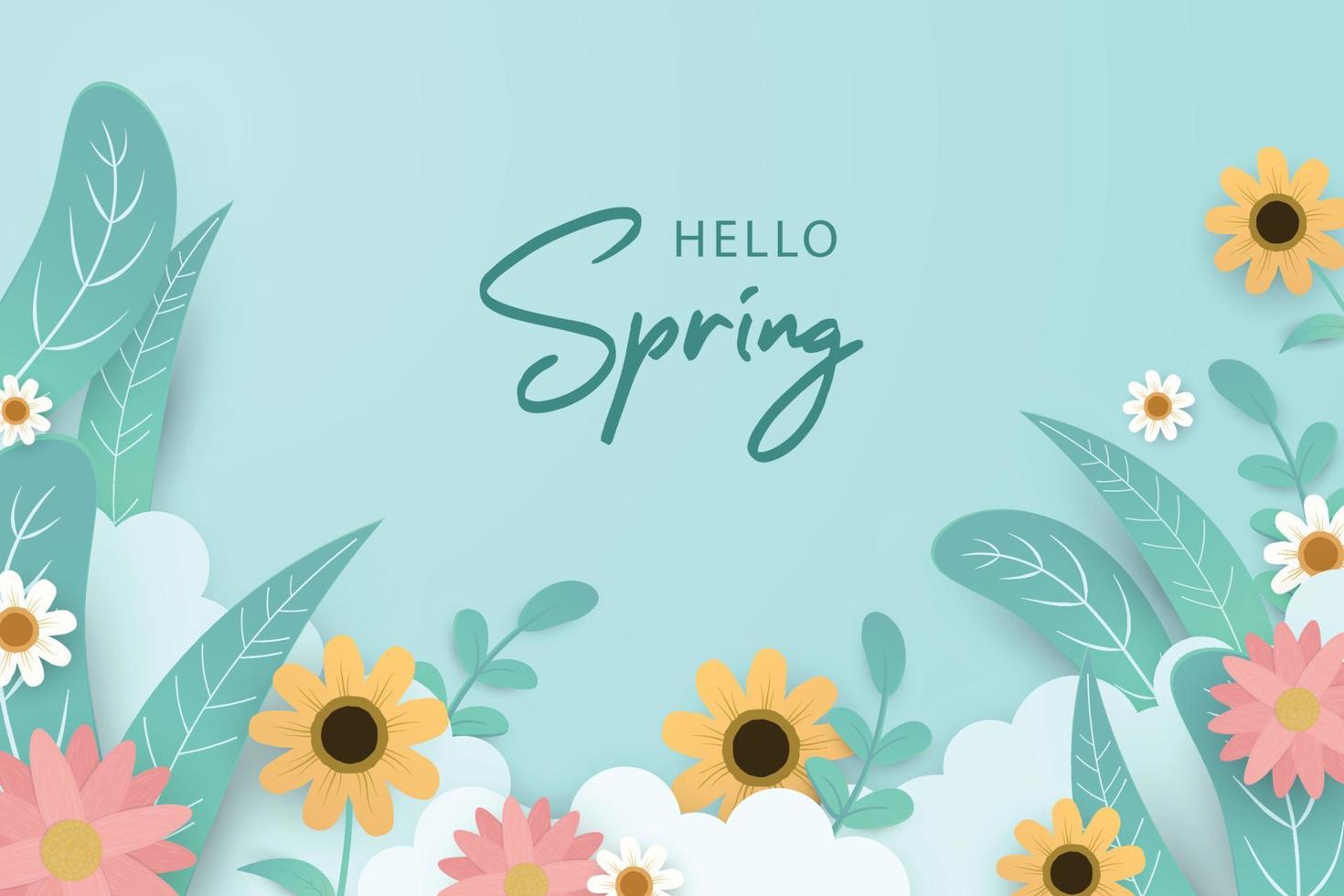 Beautiful hand drawn spring flower background 6518167 Vector Art at ...