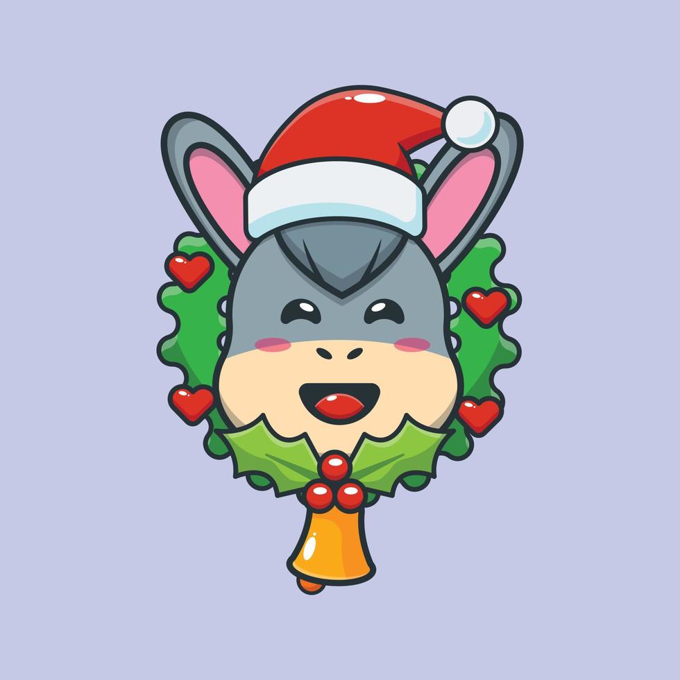 Cute donkey in christmas day vector