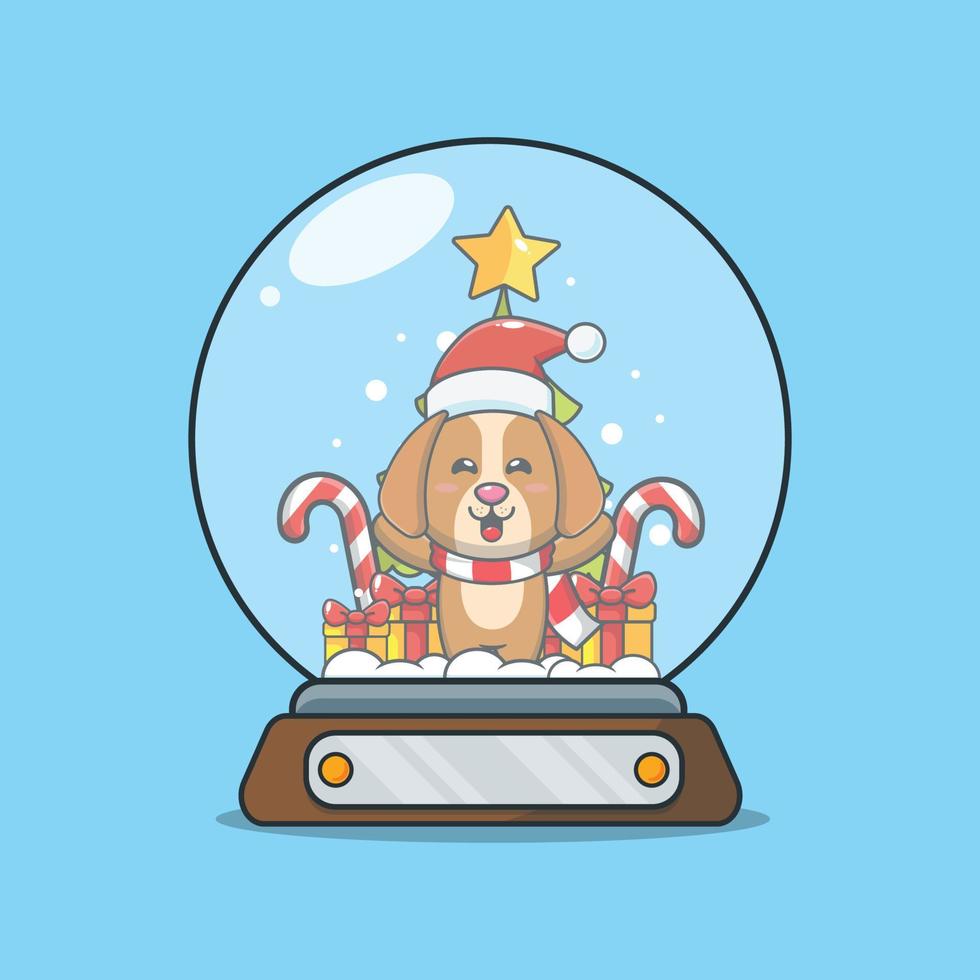 Cute dog in snow globe vector