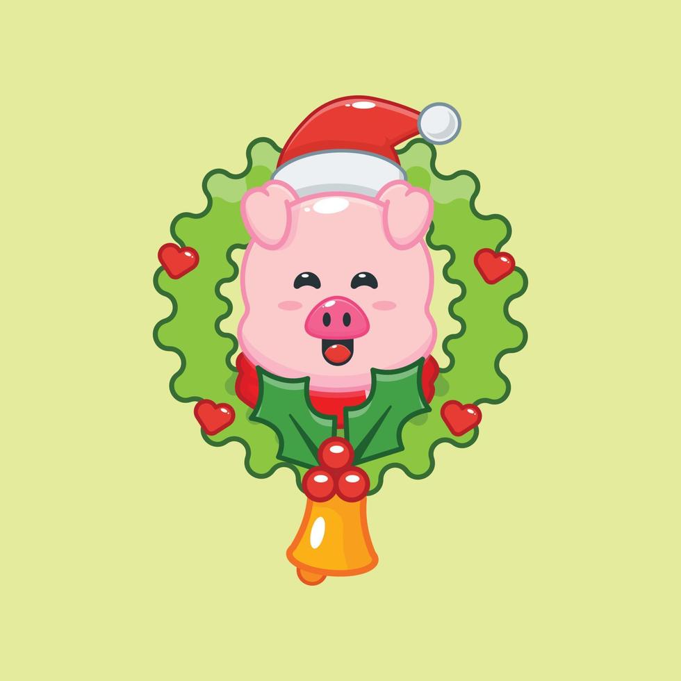 cute pig in christmas day vector