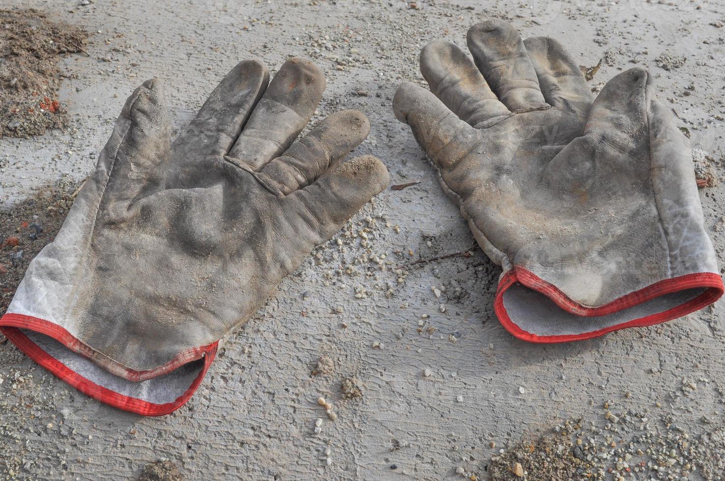 Old gloves in a construction site photo