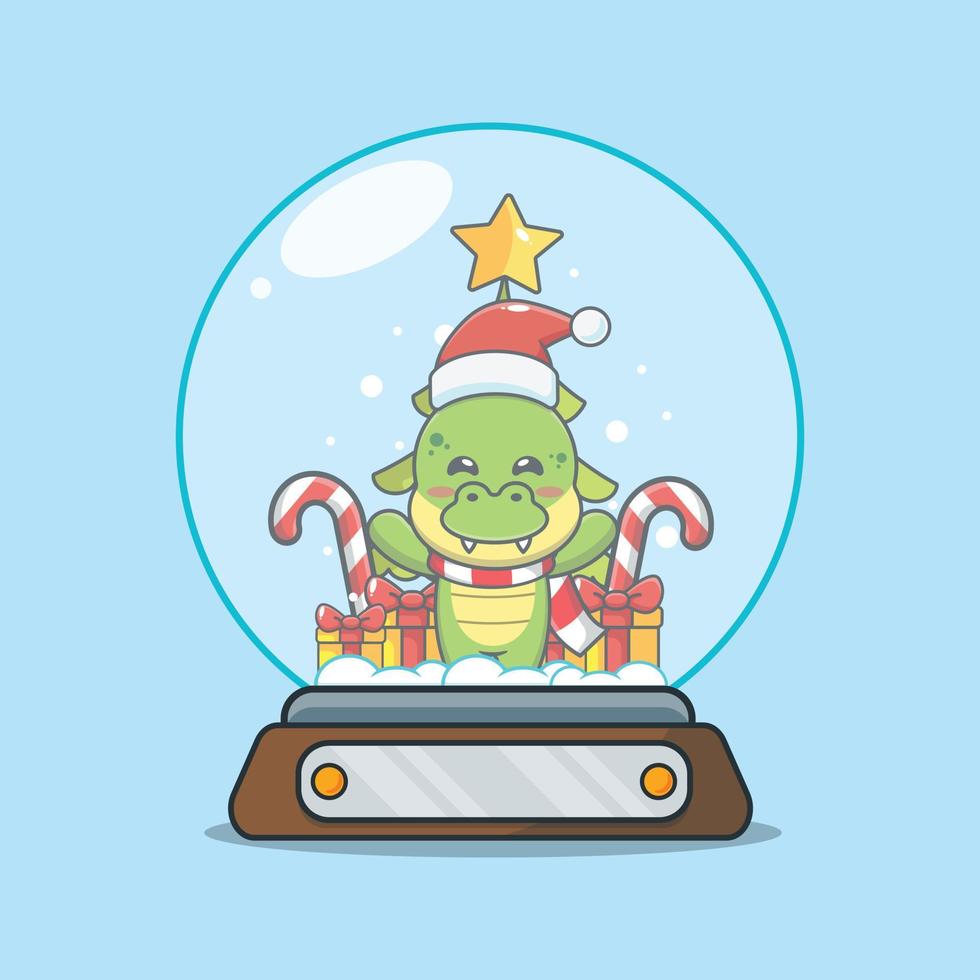 Cute dinosaur in snow globe vector