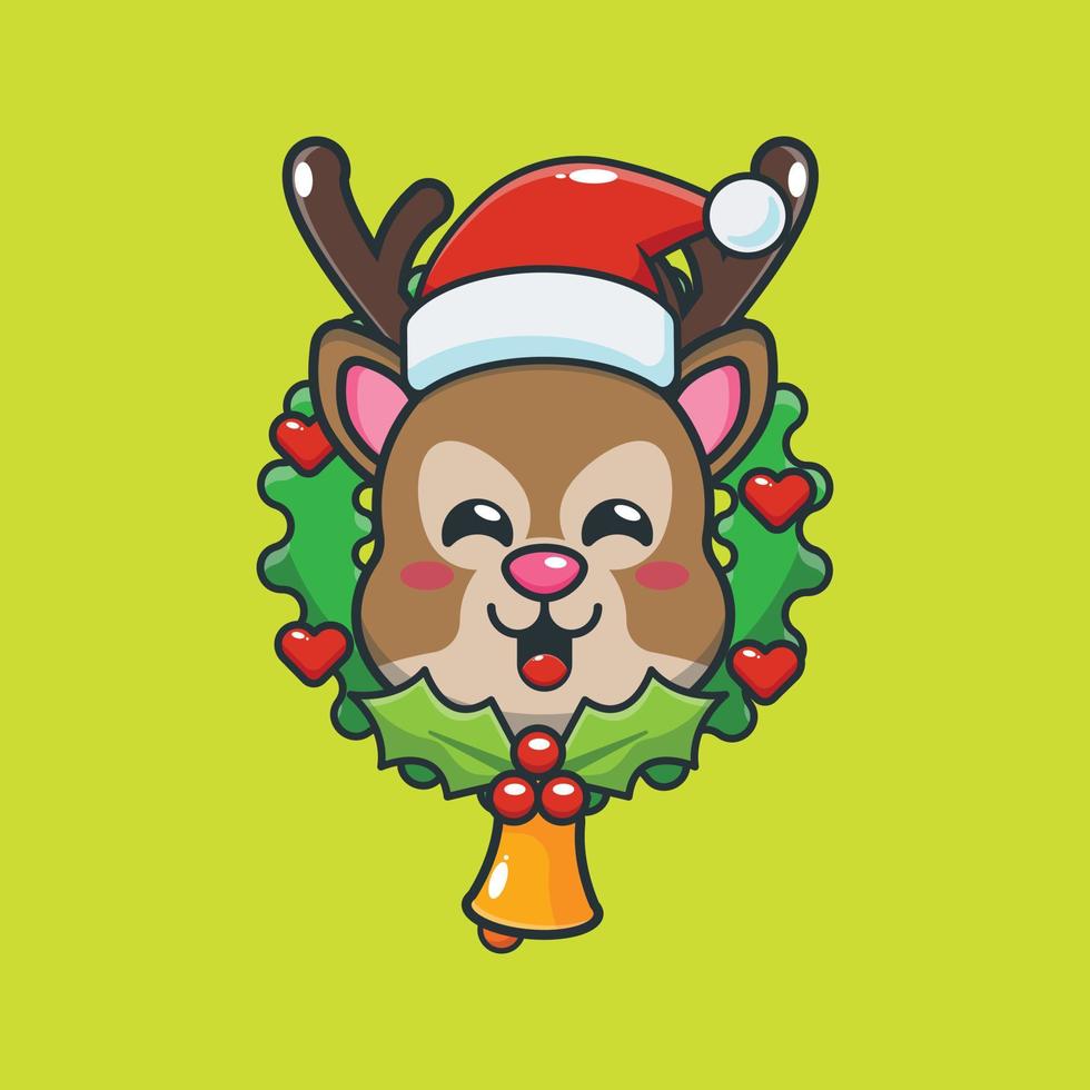 Cute deer in christmas day vector