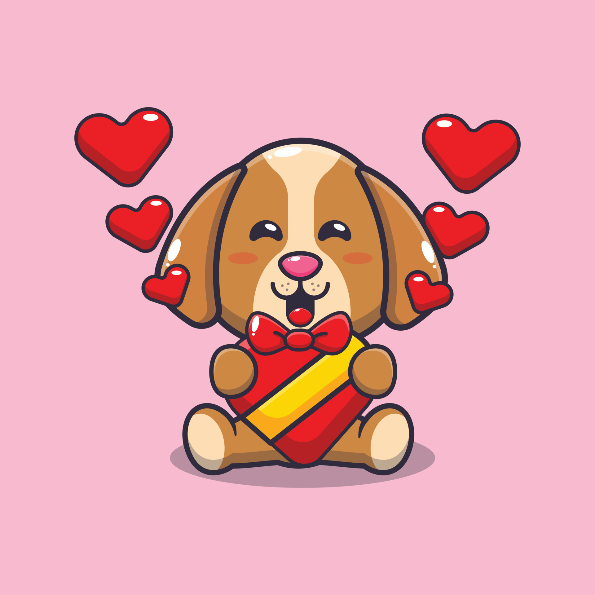 cute happy dog cartoon character in valentines day 6518713 Vector ...