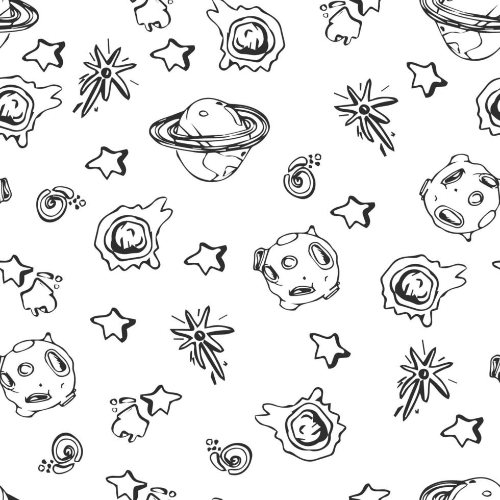Space seamless pattern print design for Kids with stars, rockets. design for fashion fabrics, textile graphics, prints. vector