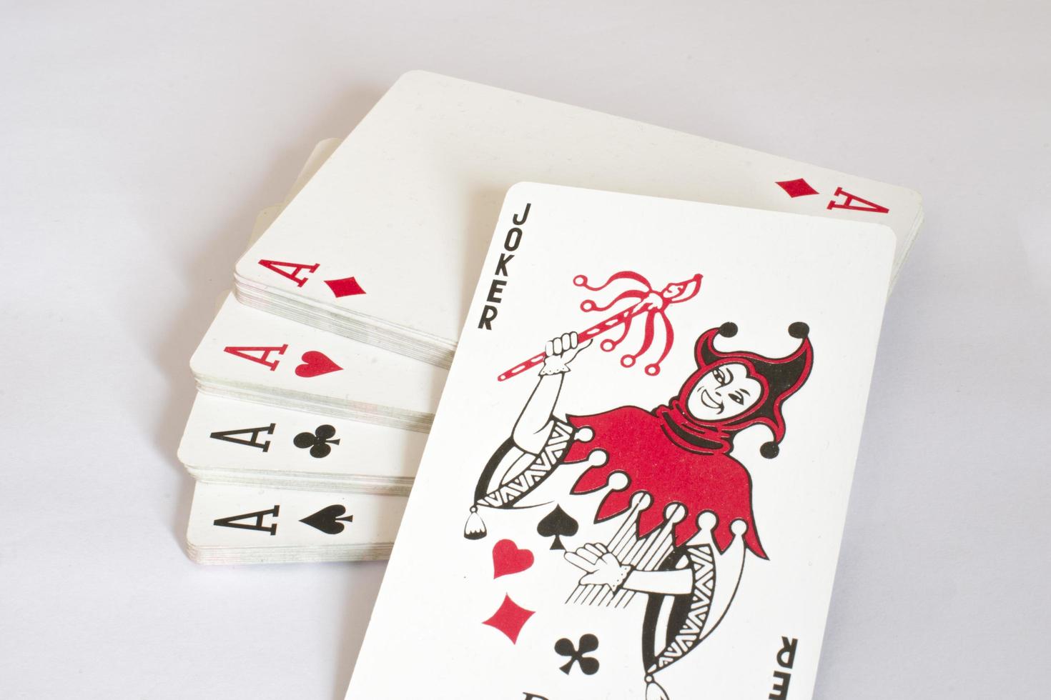 Playing cards Four Ace with joker. photo