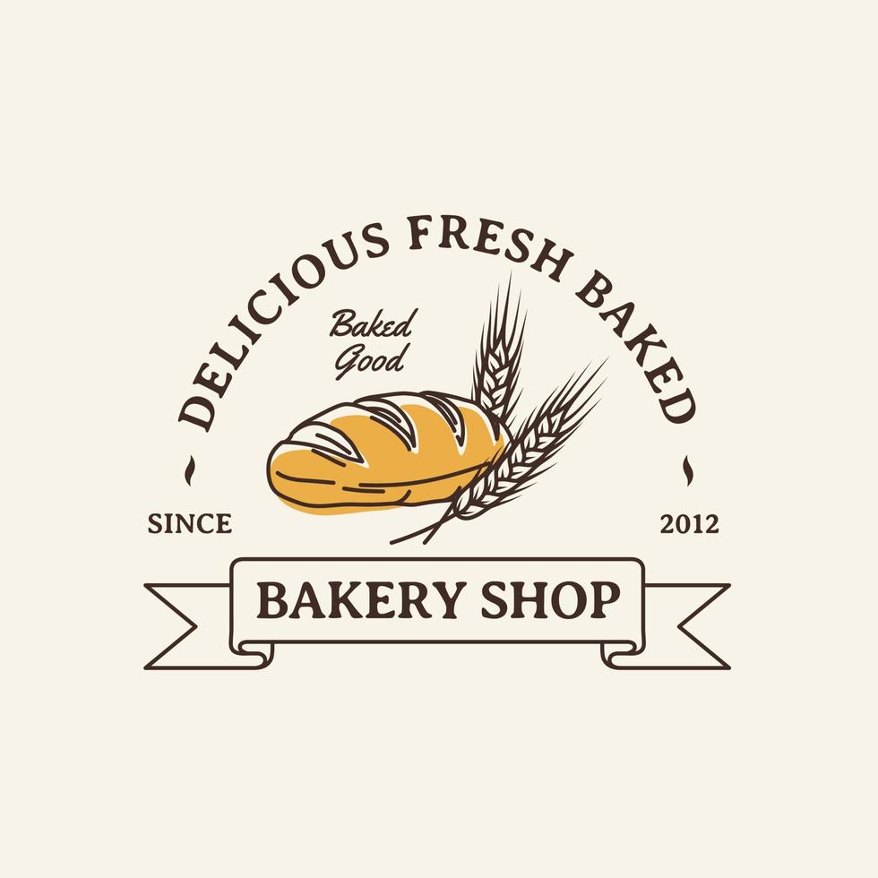 Hand Drawn Vintage Bakery Shop Logo Label vector