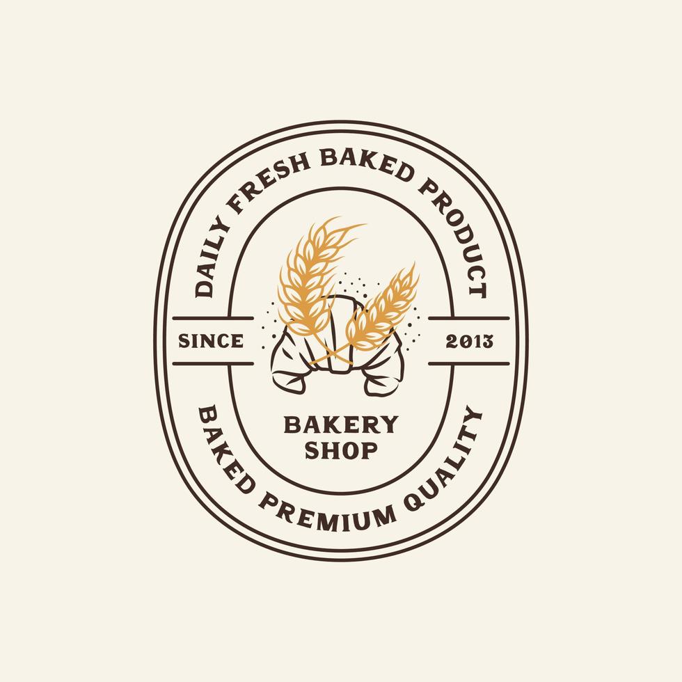 etiqueta de logotipo de tienda de panadería vintage dibujada a mano vector