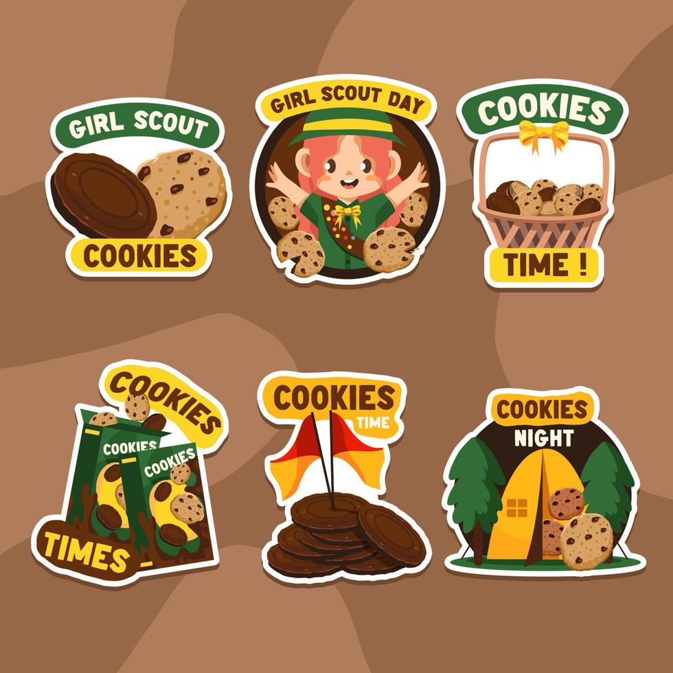 Girl Scout Cookies Sticker Set vector