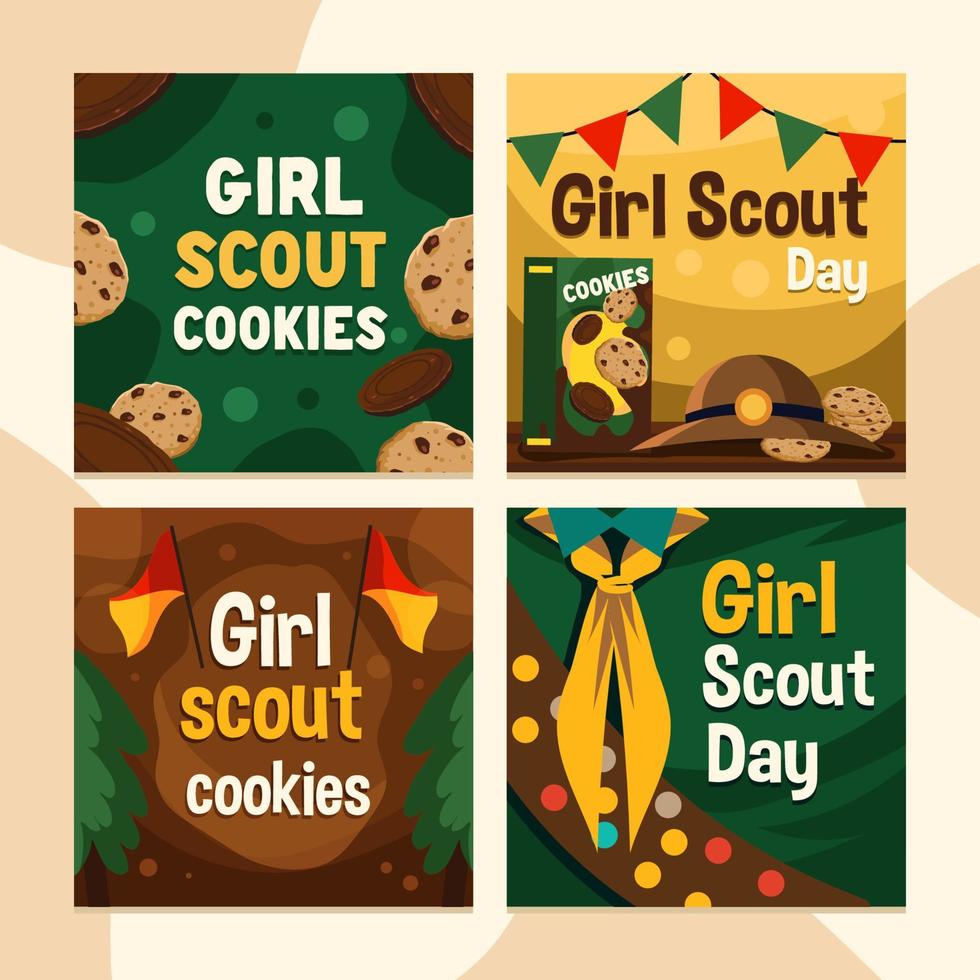 Girl Scout Day Social Media Set vector