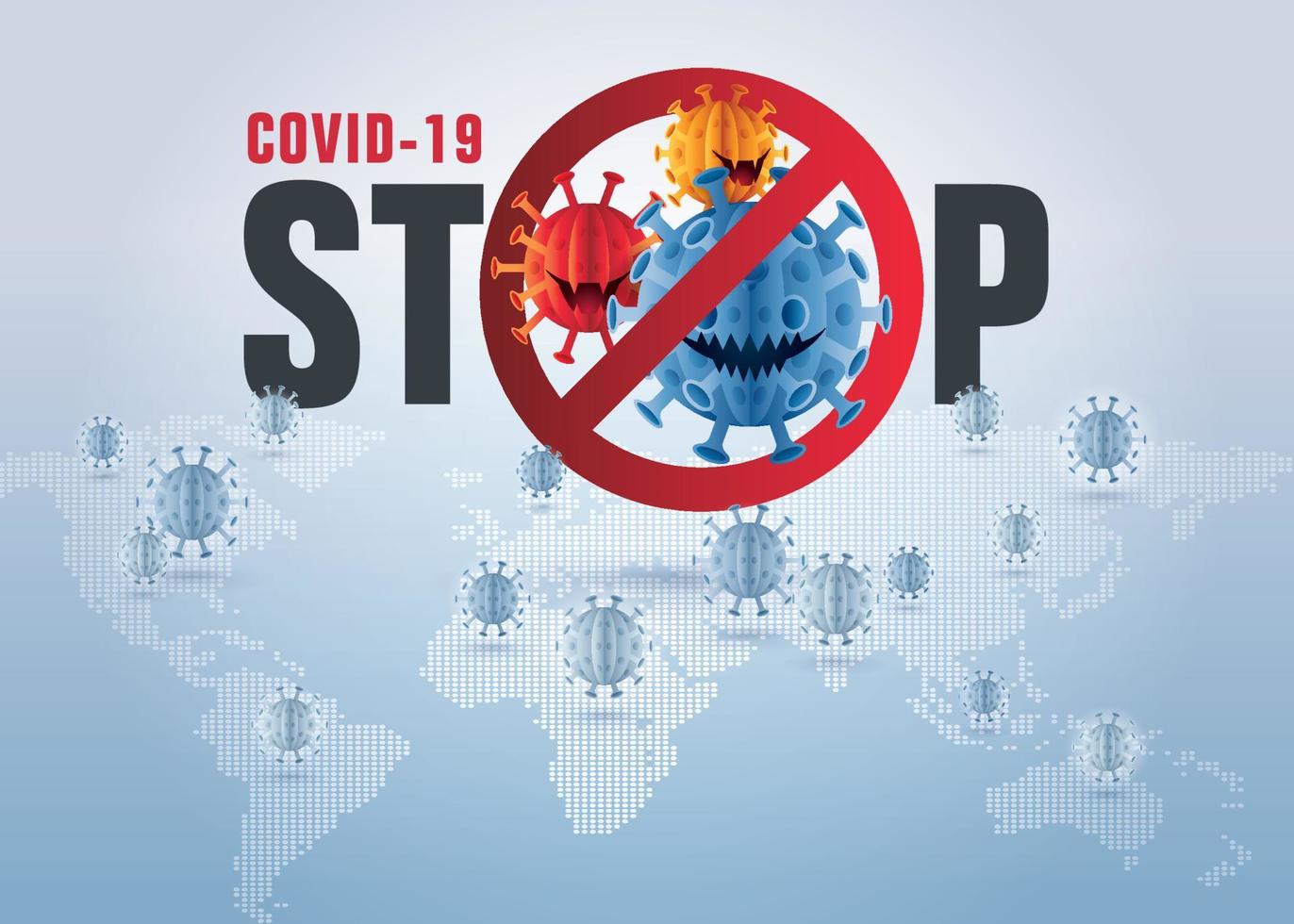 Stop COVID 19 Prevention concept. Abstract Stop Coronavirus sign vector, Sign caution coronavirus. Coronavirus Covid 19 pandemic outbreak around the world. vector