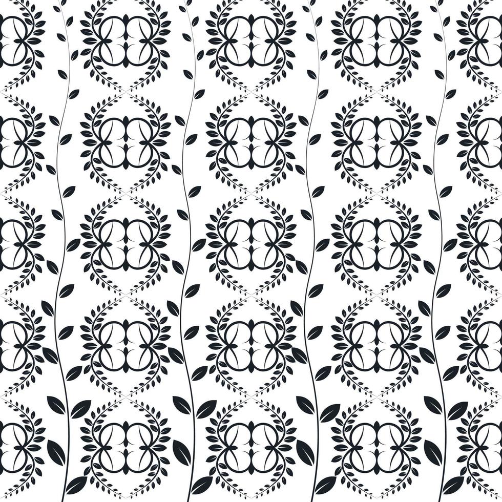 Black and white leaf floral pattern on white background graphics design. vector