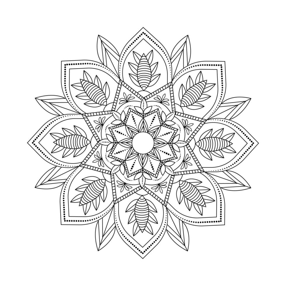 Black and white circle line art floral elements mandala design graphics